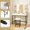White Vanity Set with 3-Color LED Mirror, Charging Station & Storage